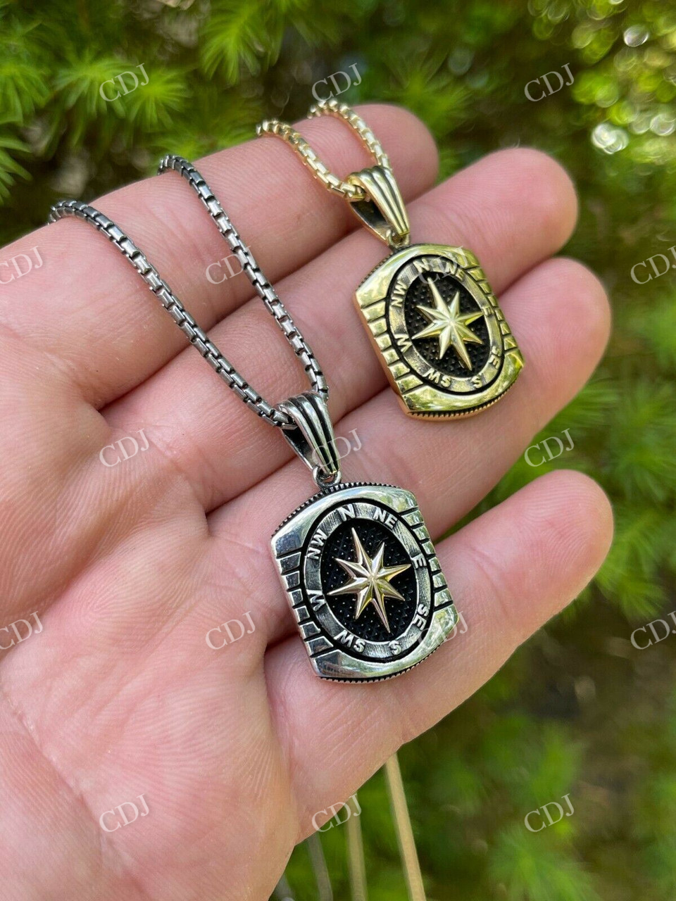 Men's Navigation Nautical Star Compass Pendant  customdiamjewel   