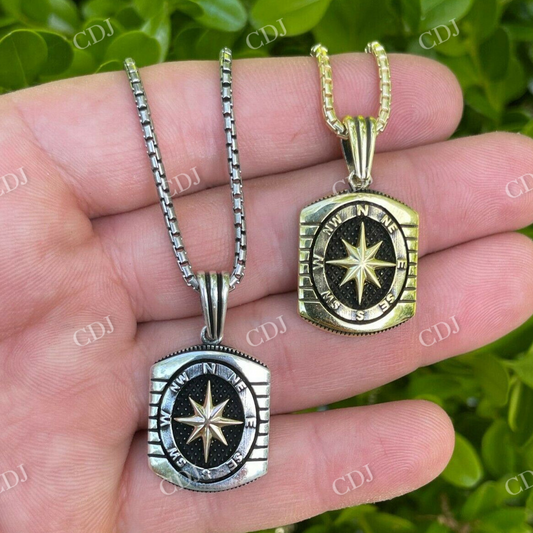 Men's Navigation Nautical Star Compass Pendant  customdiamjewel   