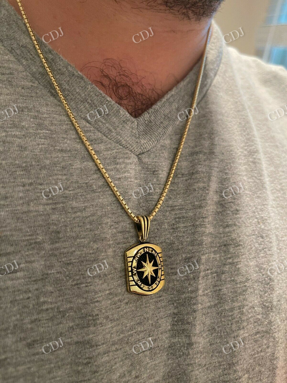 Men's Navigation Nautical Star Compass Pendant  customdiamjewel   