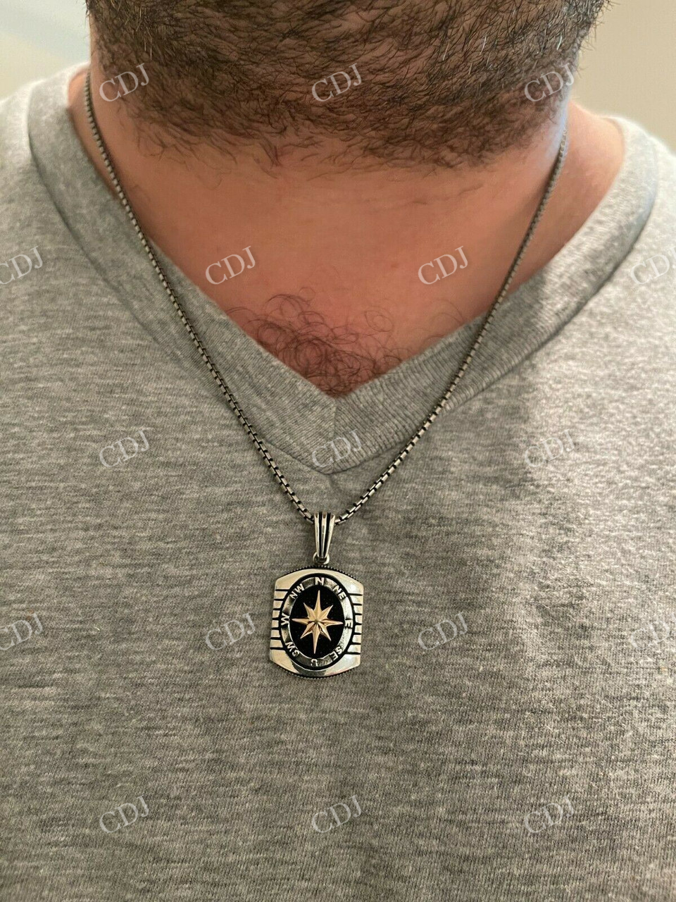 Men's Navigation Nautical Star Compass Pendant  customdiamjewel   