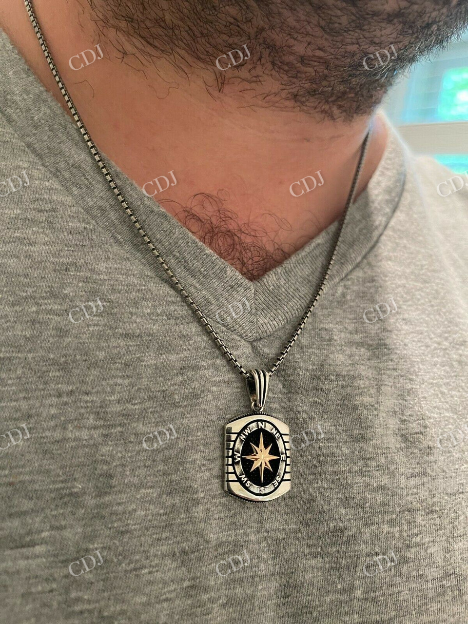 Men's Navigation Nautical Star Compass Pendant  customdiamjewel   