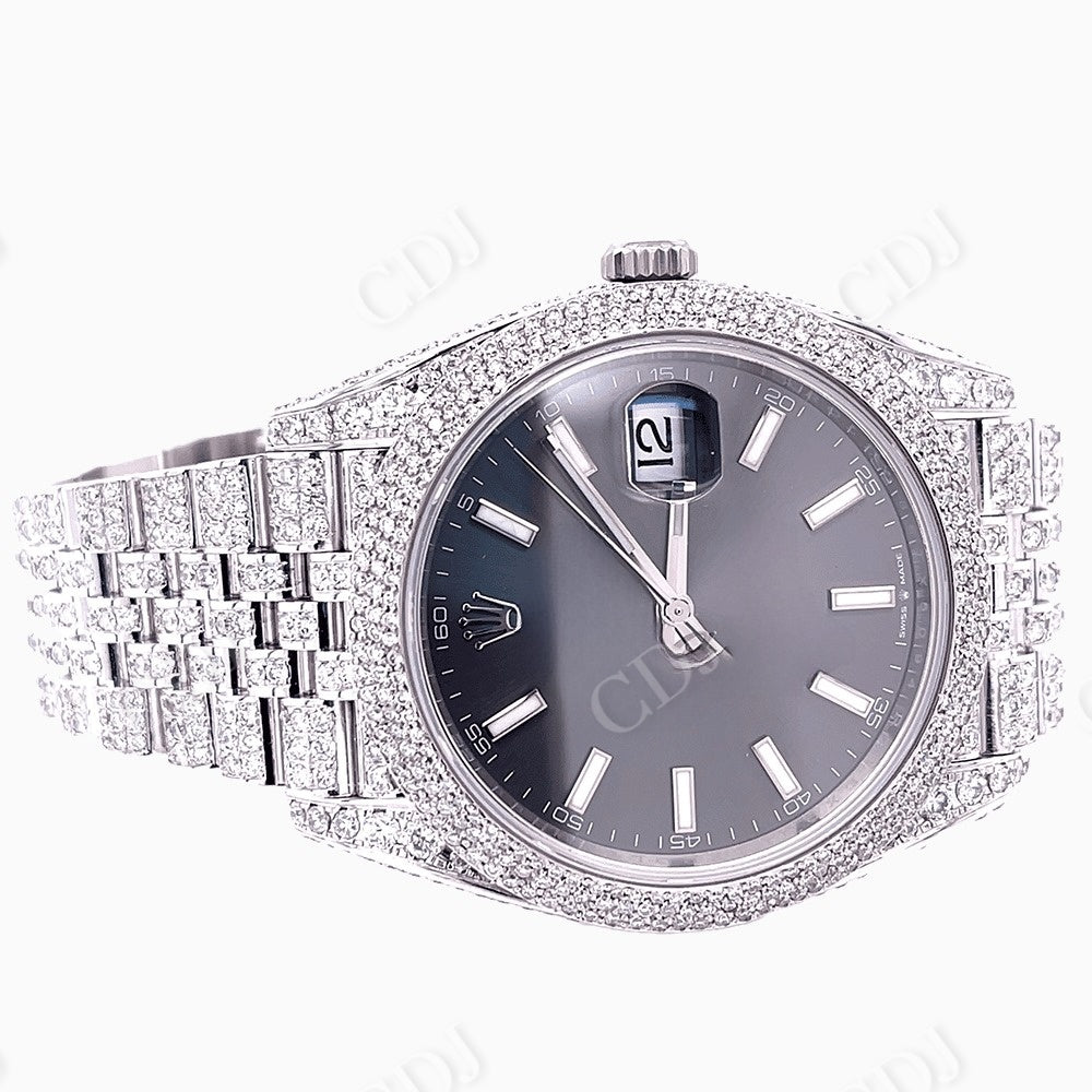 Buss Down Three Row Diamond Bezel Rolex Watch customdiamjewel