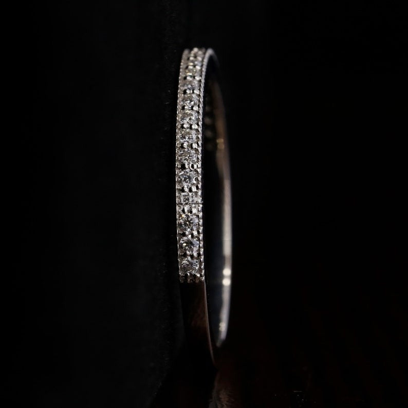 Half eternity Moissanite Wedding Art Deco Band  customdiamjewel   