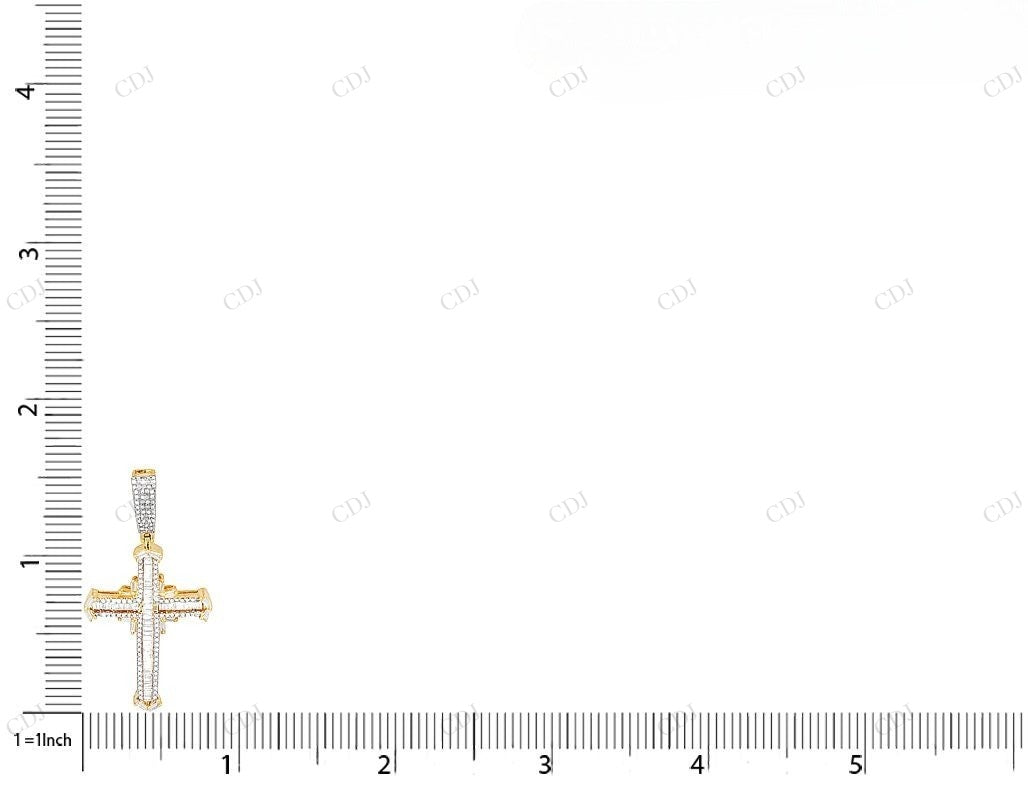 1.5 Inch 10k Yellow Gold Baguetter Lab Grown Diamond Cross Pendant Hip Hop Pendent CustomDiamJewel