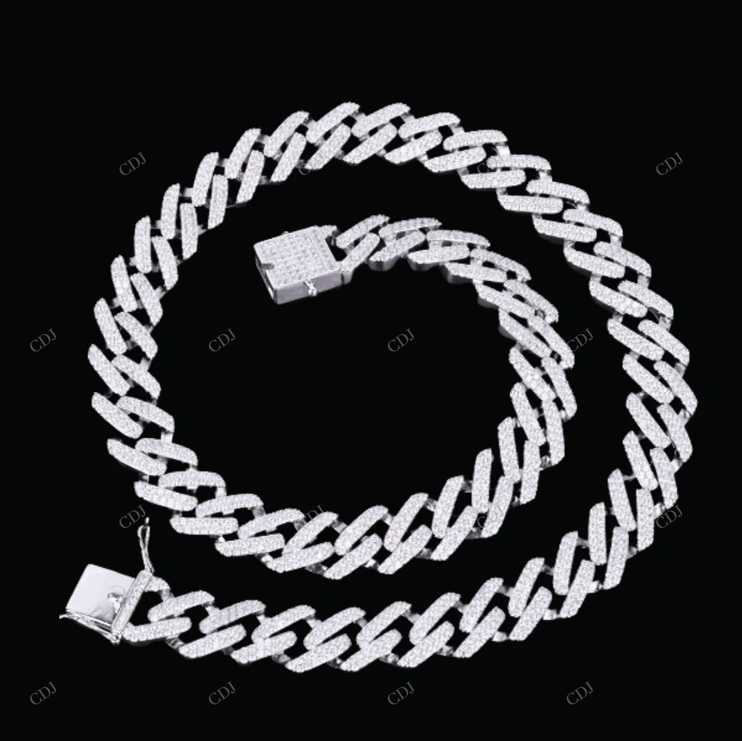 VVS Moissanite 925 Silver Cuban Link Chain CustomDiamJewel