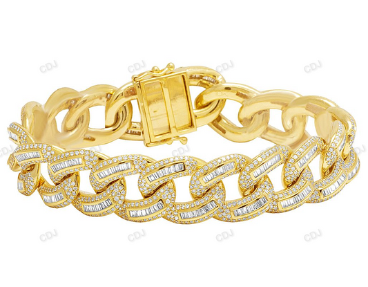 High Quality Silver Moissanite Iced Out Link Bracelet