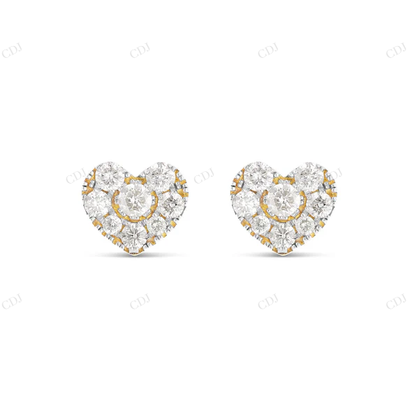 14K Gold Natural Diamond Heart Shape Stud Earrings Stud earrings CustomDiamJewel