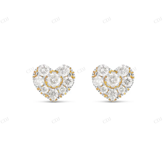 14K Gold Natural Diamond Heart-Shaped Stud Earrings Stud earrings CustomDiamJewel