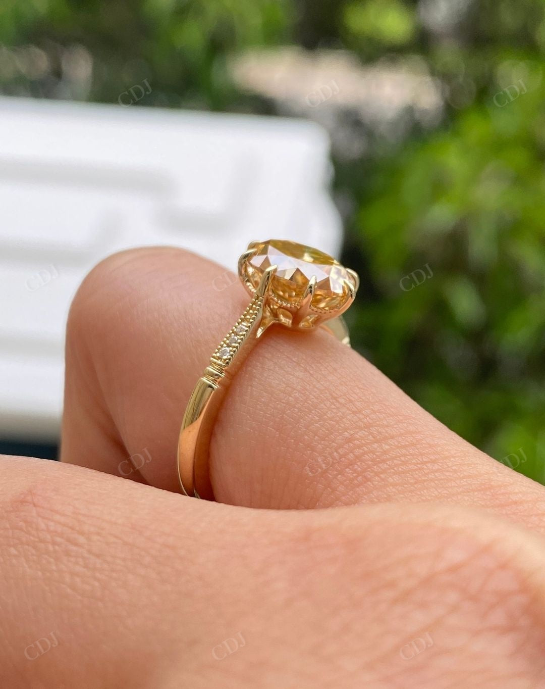 Oval Yellow Canary Moissanite Wedding Ring customdiamjewel