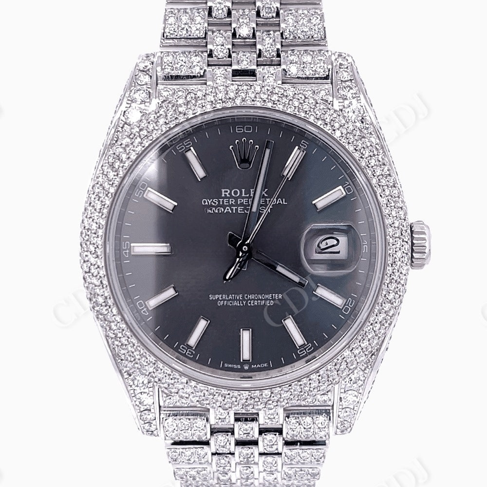 Buss Down Three Row Diamond Bezel Rolex Watch customdiamjewel