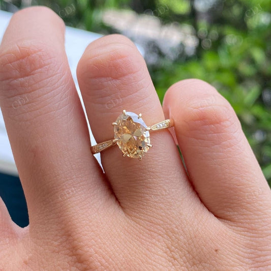 Oval Yellow Canary Moissanite Wedding Ring customdiamjewel