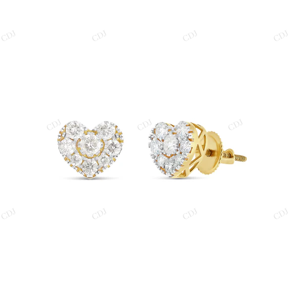 14K Gold Natural Diamond Heart Shape Stud Earrings Stud earrings CustomDiamJewel