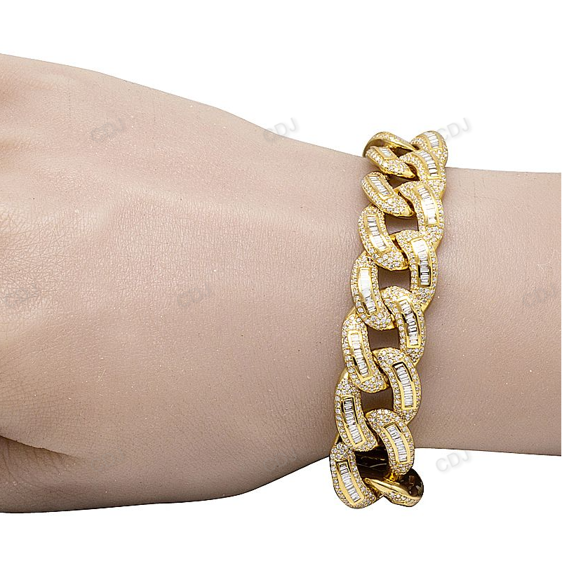 High Quality Silver Moissanite Iced Out Link Bracelet