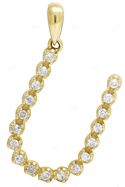 1" 10K Gold 1 Row Initial Letter U Diamond Pendant CustomDiamJewel
