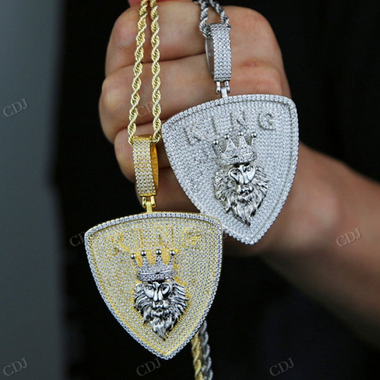 Hip Hop Iced Out Two Tone KING Pendant hip hop jewelry CustomDiamJewel
