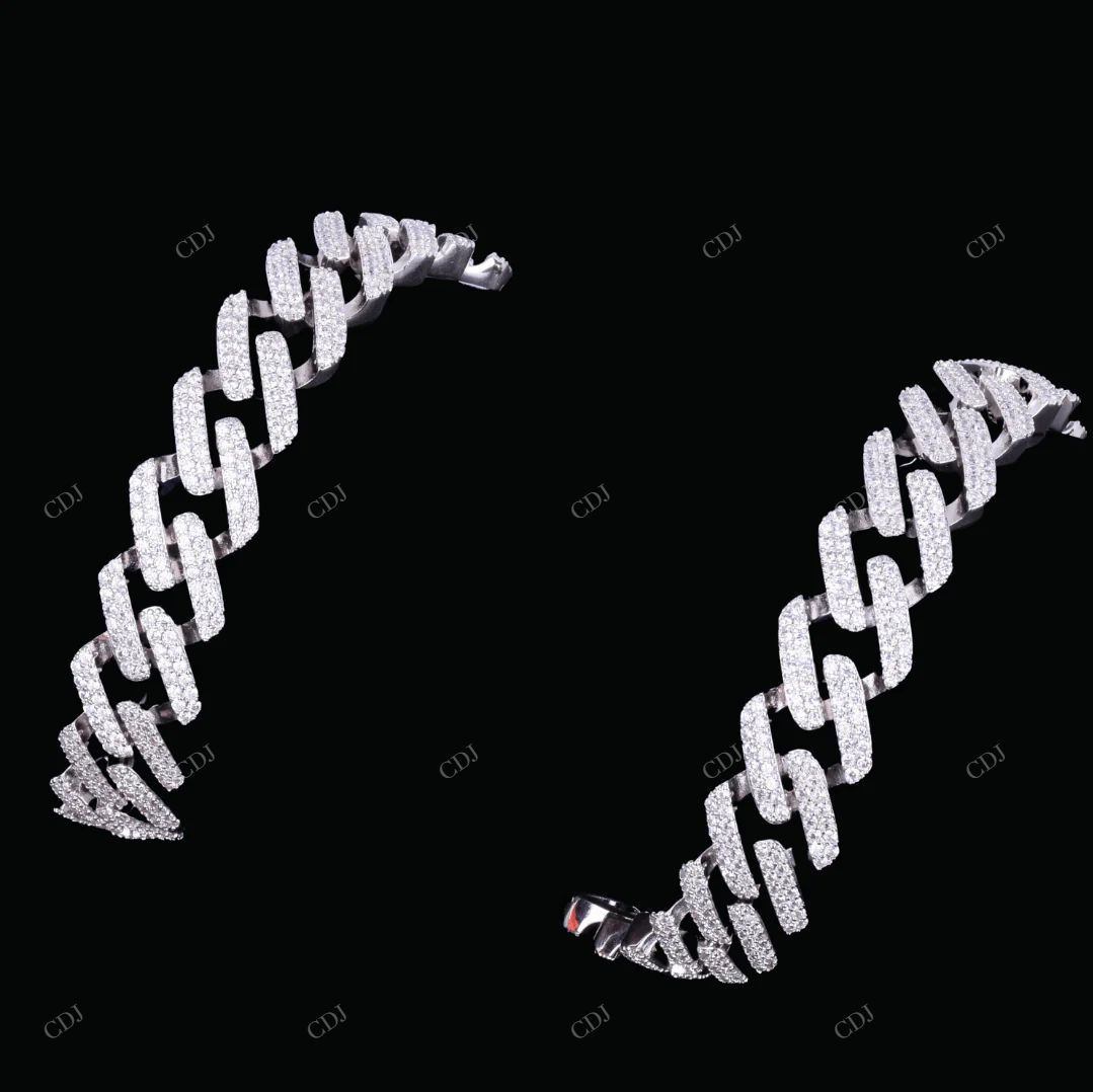 VVS Moissanite 925 Silver Cuban Link Chain CustomDiamJewel