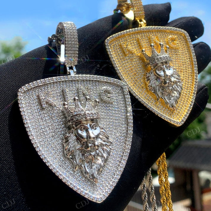 Hip Hop Iced Out Two Tone KING Pendant hip hop jewelry CustomDiamJewel