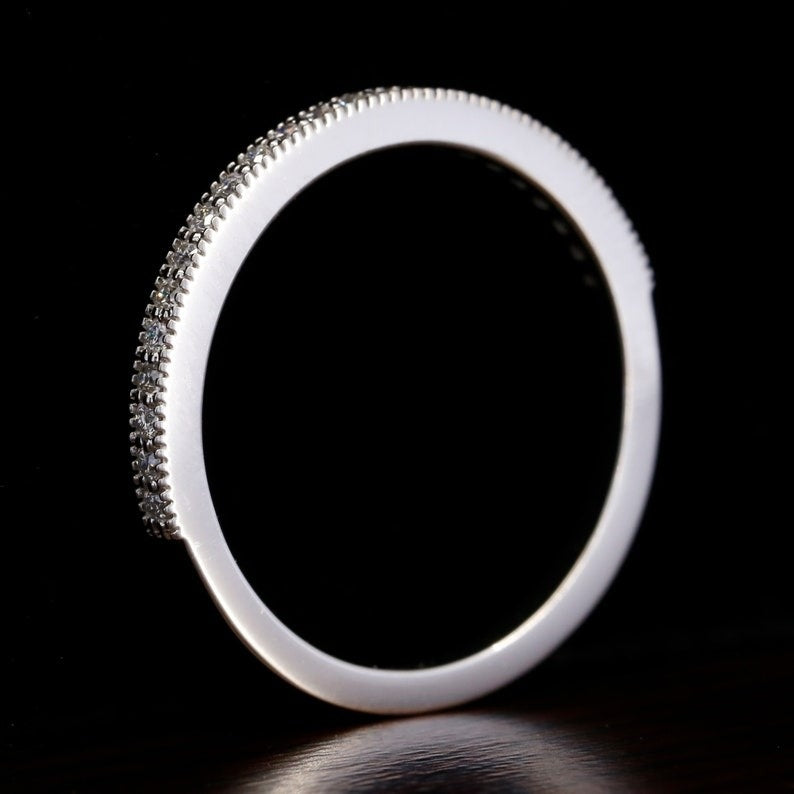 Half eternity Moissanite Wedding Art Deco Band  customdiamjewel   
