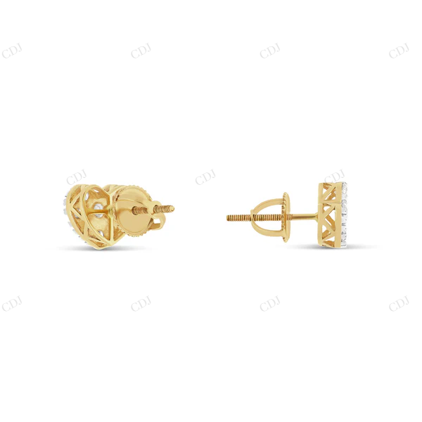 14K Gold Natural Diamond Heart Shape Stud Earrings Stud earrings CustomDiamJewel