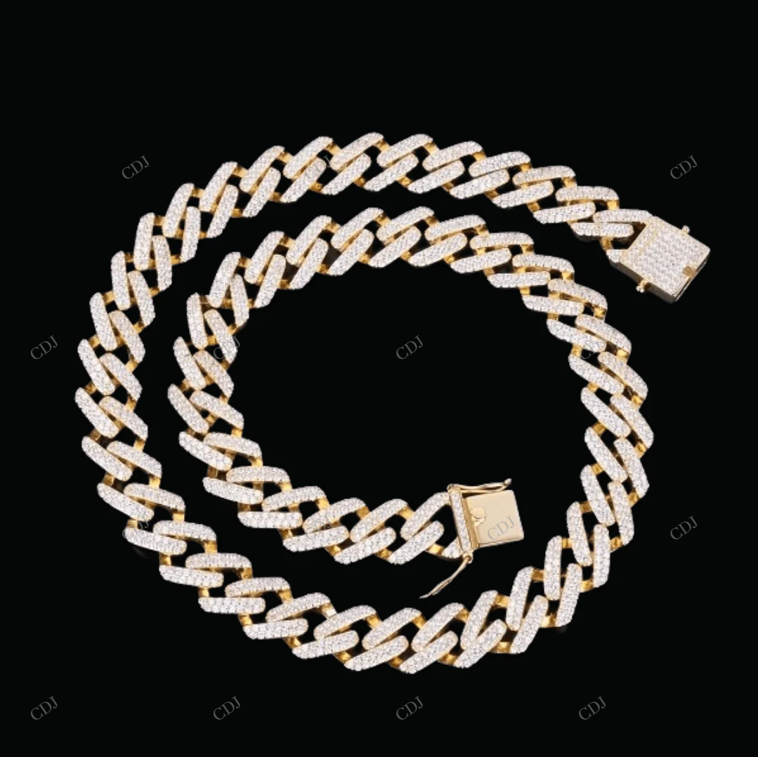 VVS Moissanite 925 Silver Cuban Link Chain CustomDiamJewel