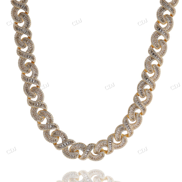 15mm Baguette Diamond Infinity Link Chain hip hop jewelry CustomDiamJewel