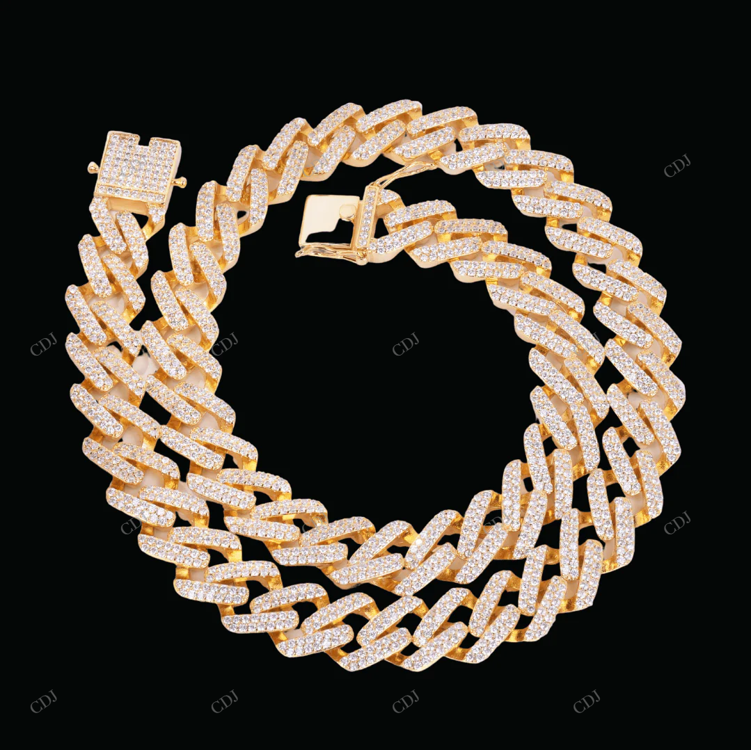 VVS Moissanite 925 Silver Cuban Link Chain CustomDiamJewel