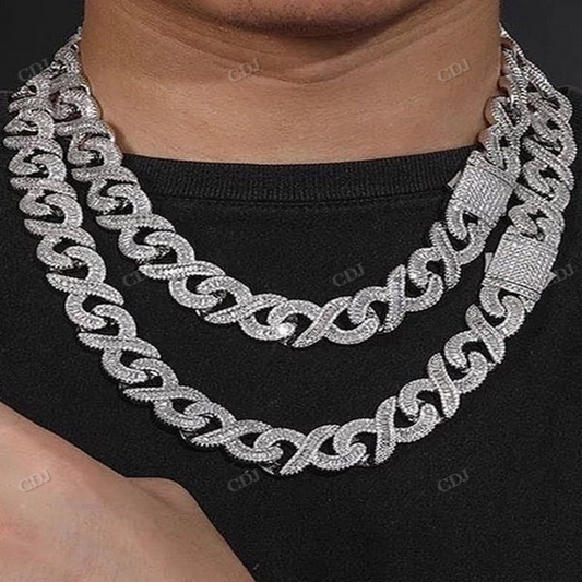 15mm Baguette Diamond Infinity Link Chain hip hop jewelry CustomDiamJewel