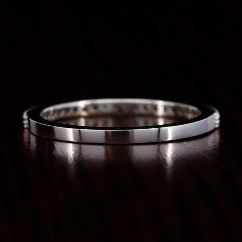 Half eternity Moissanite Wedding Art Deco Band  customdiamjewel   