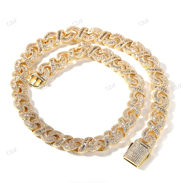 15mm Baguette Diamond Infinity Link Chain hip hop jewelry CustomDiamJewel