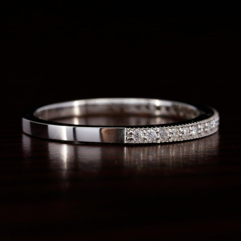 Half eternity Moissanite Wedding Art Deco Band  customdiamjewel   
