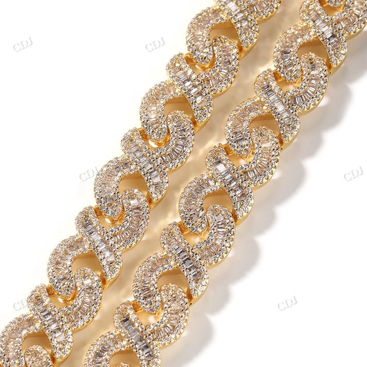 15mm Baguette Diamond Infinity Link Chain hip hop jewelry CustomDiamJewel