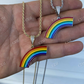 925 Sterling Silver Gay Lesbian Pride Rainbow Diamond Pendant  customdiamjewel   