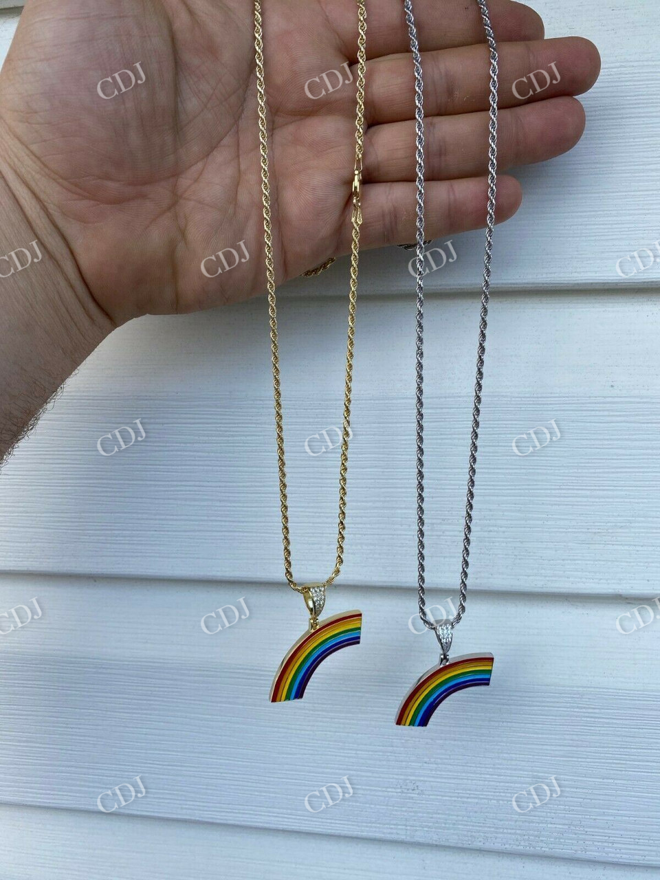 925 Sterling Silver Gay Lesbian Pride Rainbow Diamond Pendant  customdiamjewel   