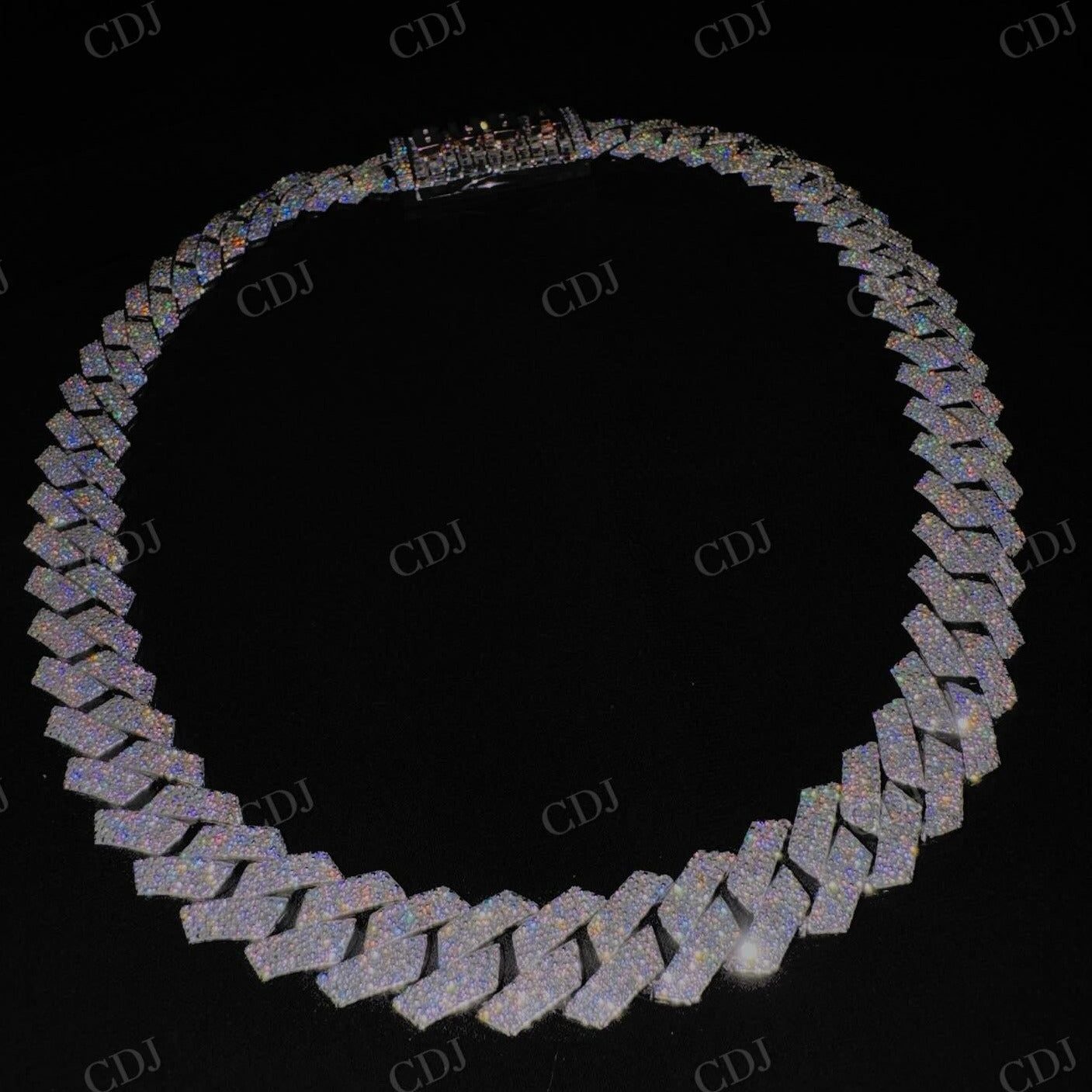 15mm Iced Out Hip Hop 925 Silver 2 Row Moissanite Cuban Link Chain  customdiamjewel   
