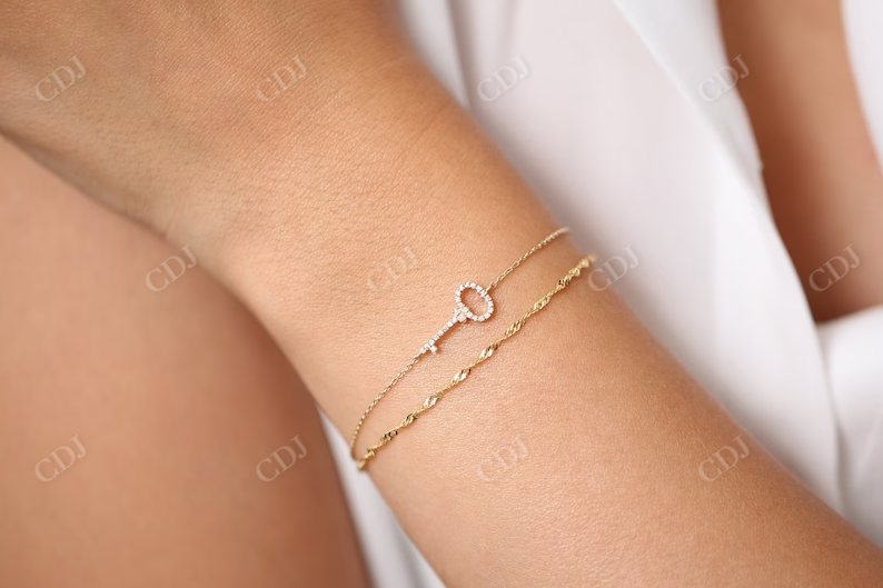 0.18CTW Moissanite Key Charm Diamond Bracelet  customdiamjewel   