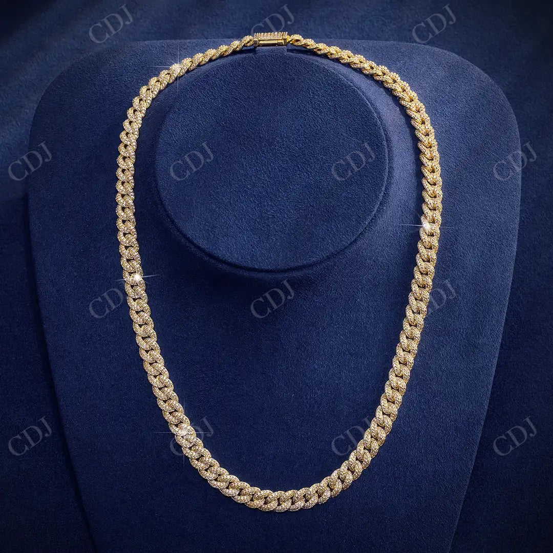 Yellow Gold Diamond Cuban Link Iced Out Chain  CustomDiamJewel   