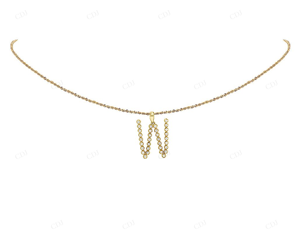 1" Natural Diamond 10K Gold W Initial Letter Pendant CustomDiamJewel