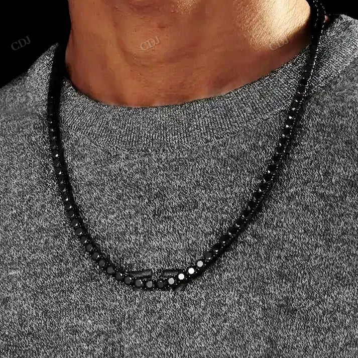 5mm Black Round Cut Tennis Chain hip hop jewelry CustomDiamJewel