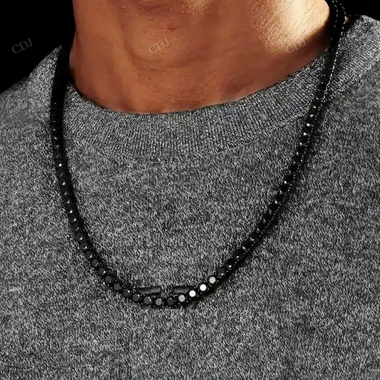 5mm Black Round Cut Tennis Chain hip hop jewelry CustomDiamJewel
