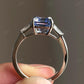 Vintage Emerald Cut Blue Moissanite Ring customdiamjewel