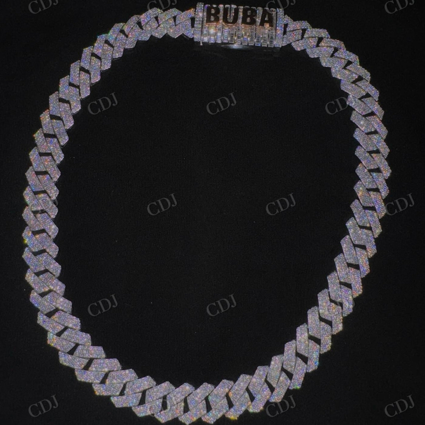 15mm Iced Out Hip Hop 925 Silver 2 Row Moissanite Cuban Link Chain  customdiamjewel   