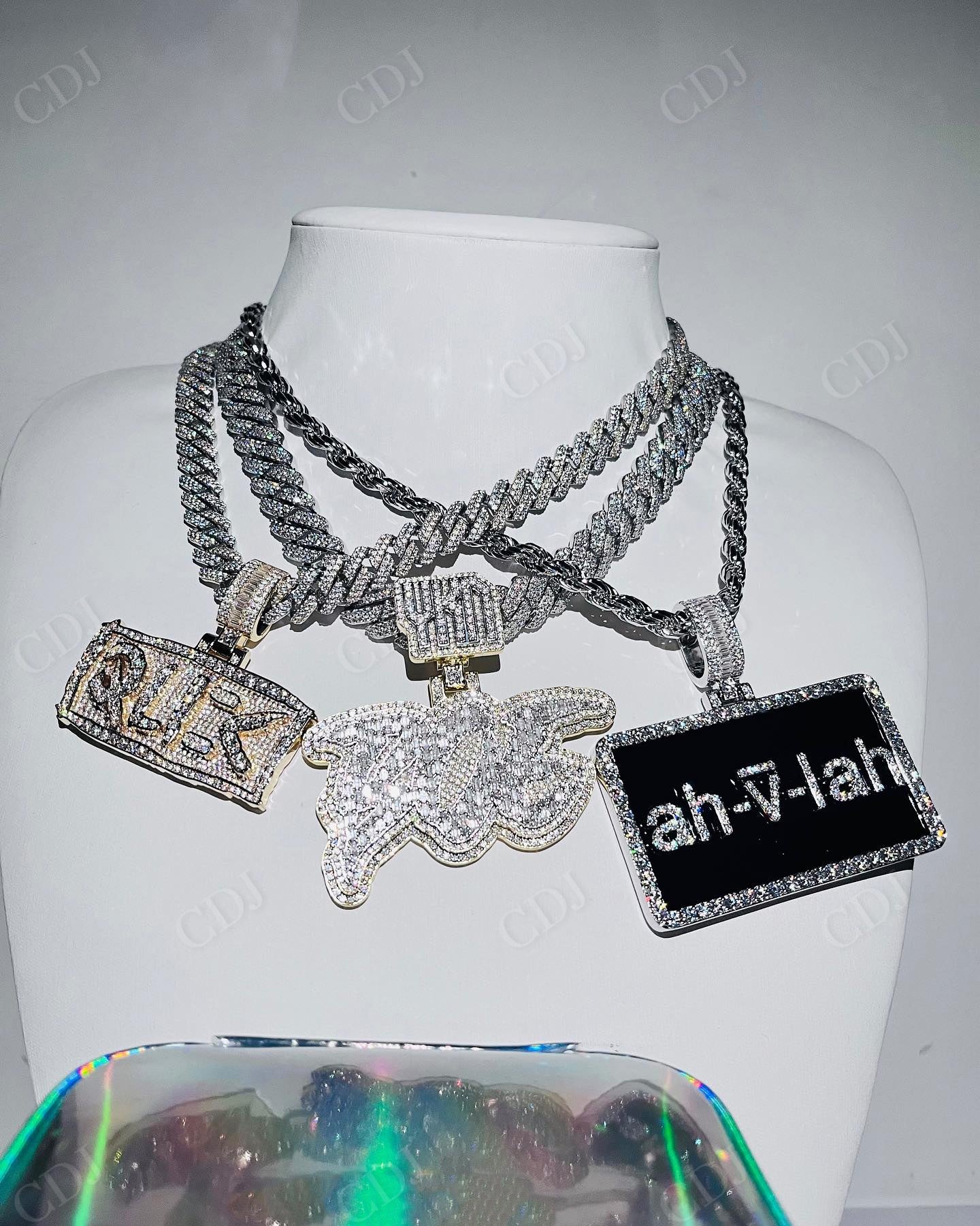 Hip Hop Baguette Diamond Letter Pendant hip hop jewelry CustomDiamJewel   