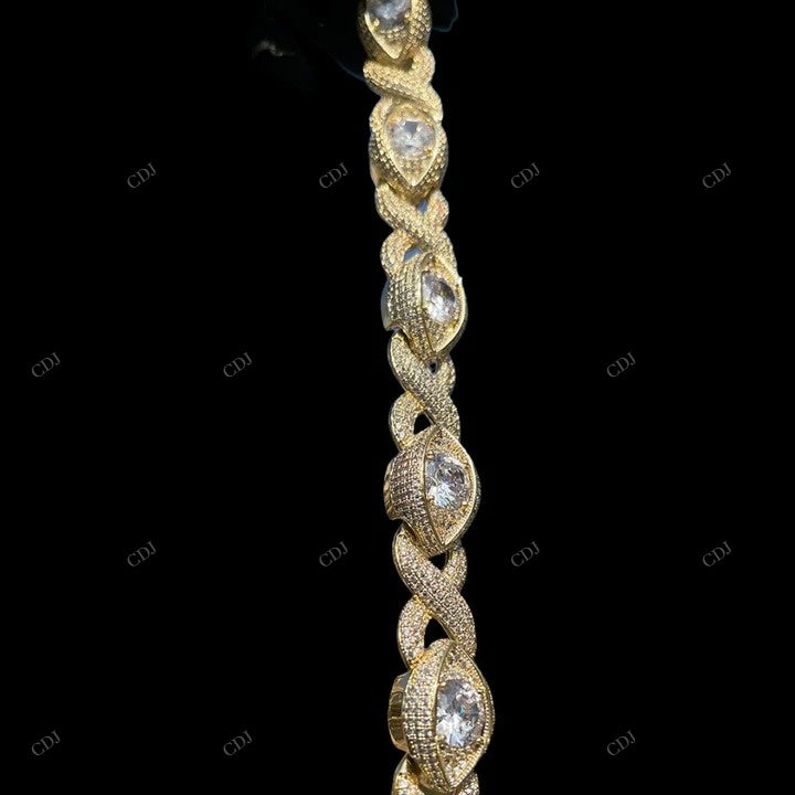 VVS Moissanite Evil Eye With Infinity Link Chain CustomDiamJewel