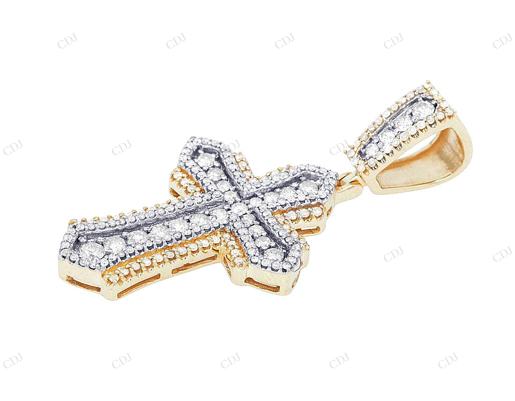 1.5 CTW Lab Grown Diamond 10K Yellow White Gold Cross Pendant Hip Hop Pendent CustomDiamJewel