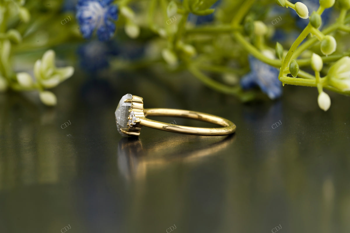Hexagon Salt and Pepper Solitaire Ring customdiamjewel