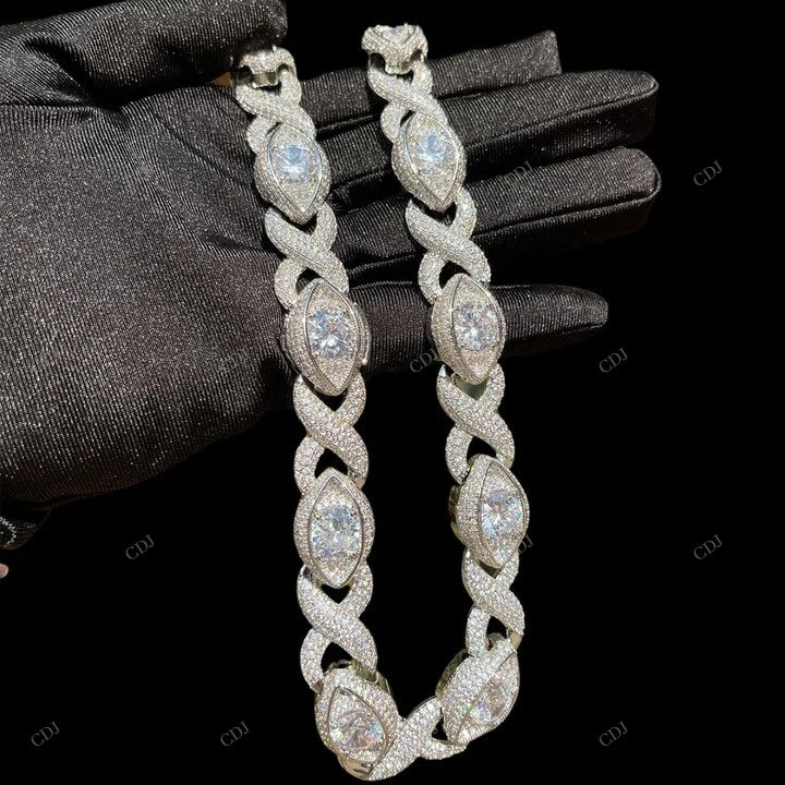 VVS Moissanite Evil Eye With Infinity Link Chain CustomDiamJewel