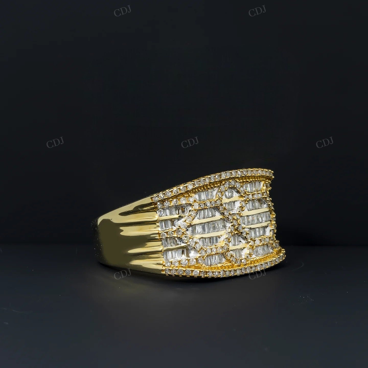 Silver Moissanite Baguette Diamond Fashionable Ring Hip Hop Ring customdiamjewel