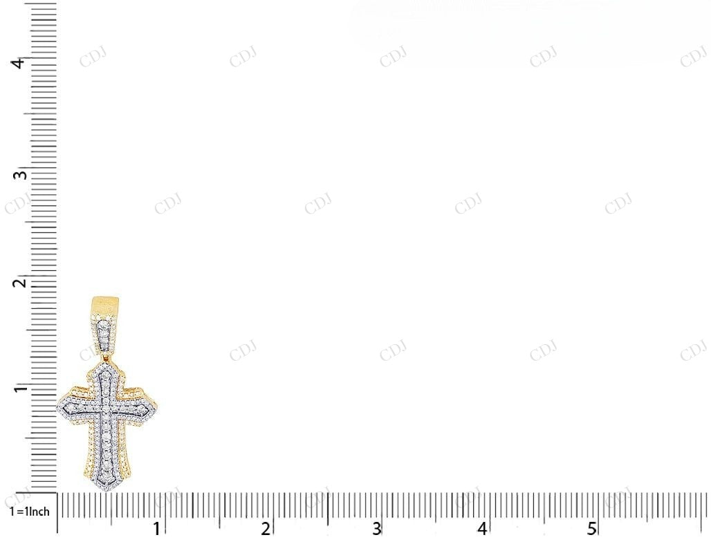 1.5 CTW Lab Grown Diamond 10K Yellow White Gold Cross Pendant Hip Hop Pendent CustomDiamJewel