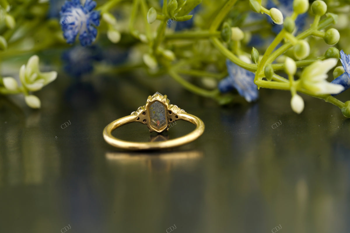 Hexagon Salt and Pepper Solitaire Ring customdiamjewel