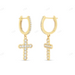 14k Gold Cross Moissanite Diamond Huggie Earrings Stud earrings CustomDiamJewel